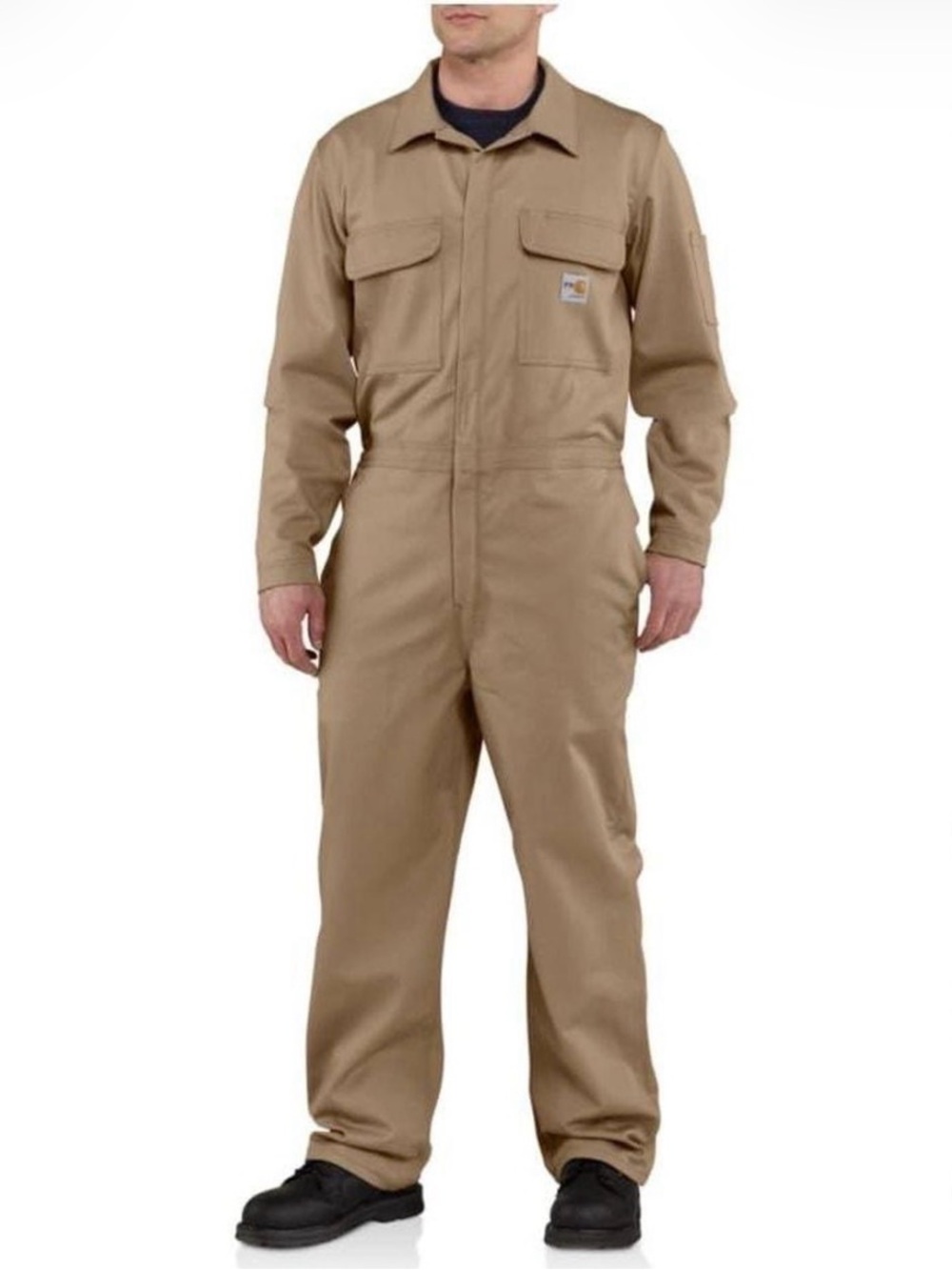 Carhartt Mens 101017 Flame Resistant Khaki Twill Work Coverall Sz 46 NWT $199 FR